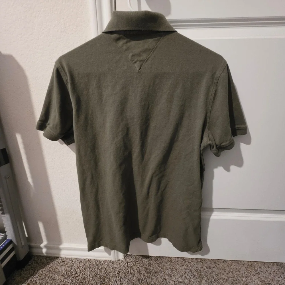 Tommy Hilfiger Mens Slim Fit Stretch Polo Shirt Olive Green Large Short Sleeve